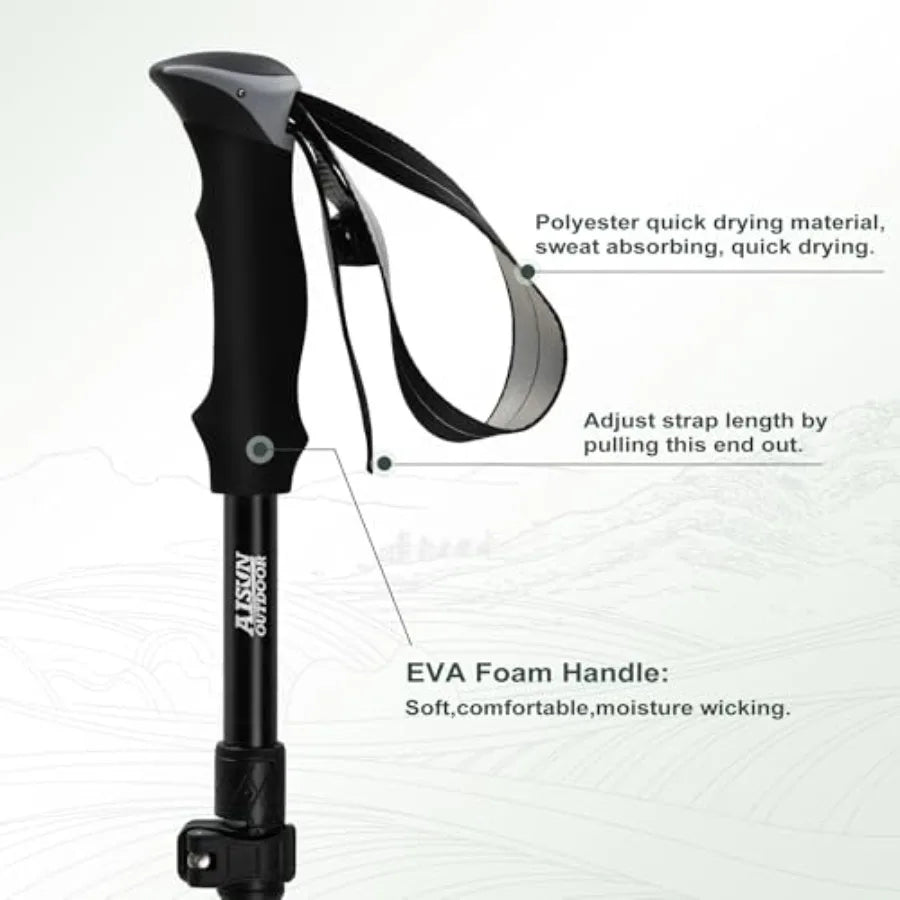 Lightweight Adjustable Trekking Poles Aluminum Collapsible For Women
