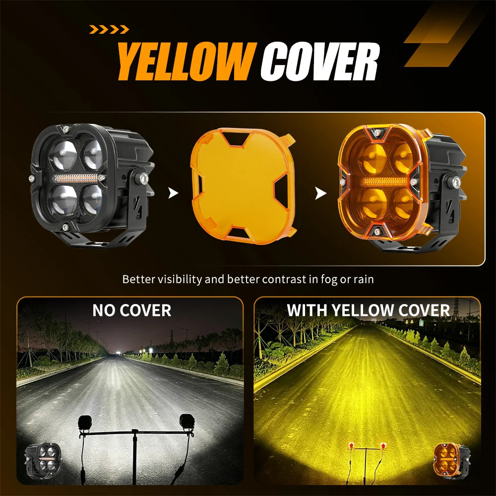 BraveWAY LED Projector Spotlight Fog Light For Adventure Motorcycles