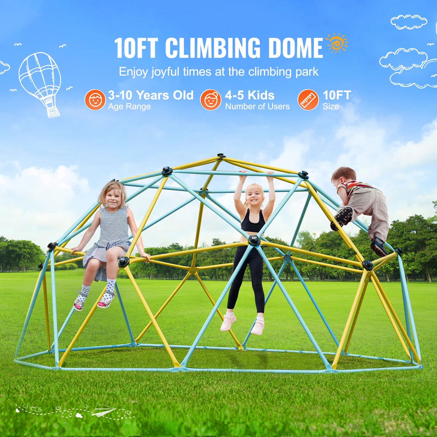 SucceBuy Geometric Dome Climber With Swing Hammock Outdoor