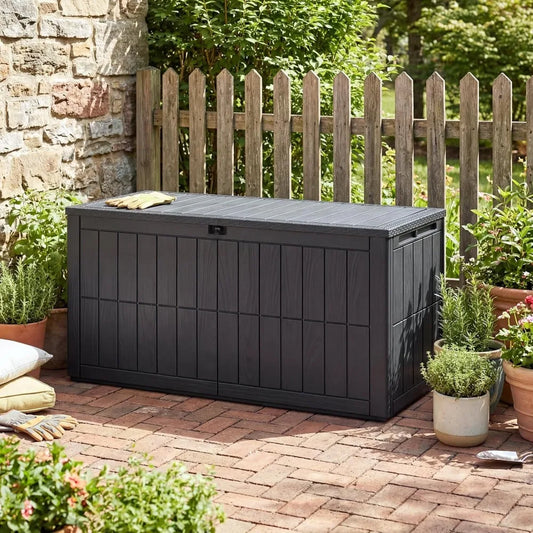 Lockable Waterproof Resin Outdoor Storage Box for Patio and Tools