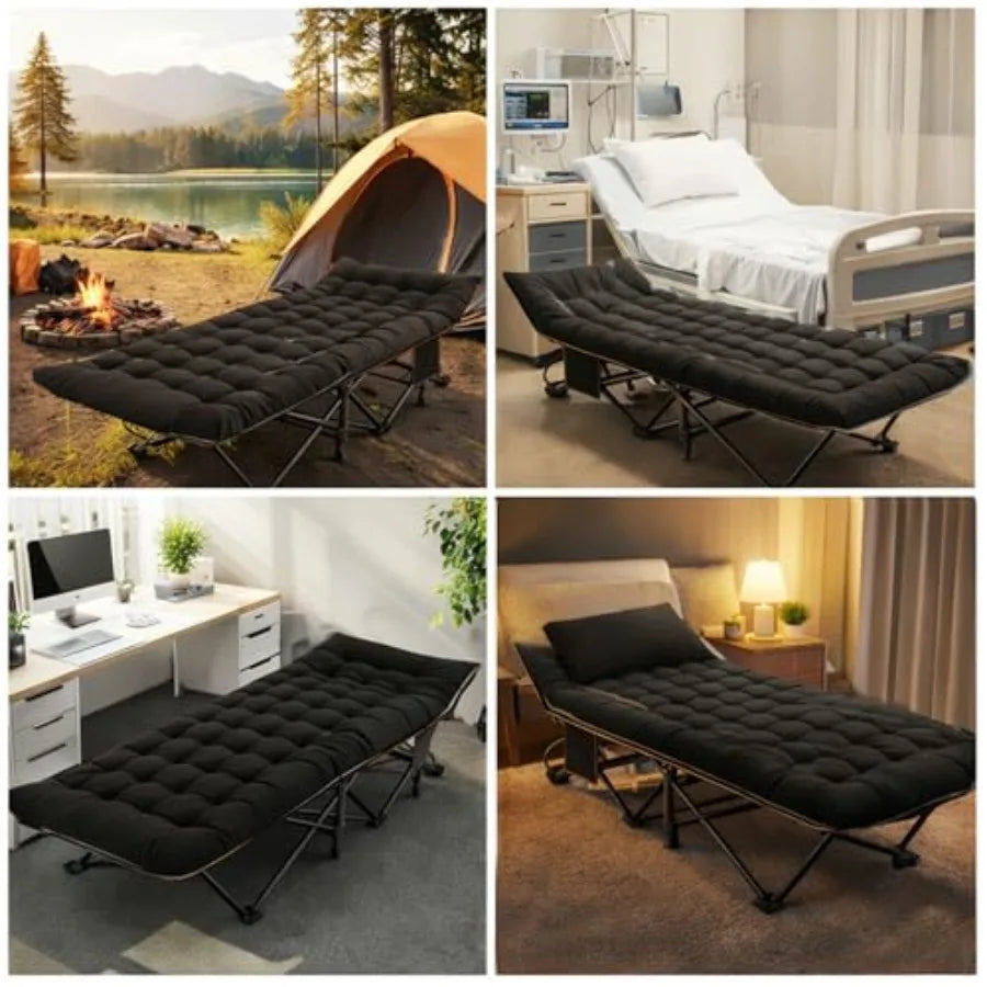 Folding Camping Cot for Adults With Mattress 500 Lb Capacity