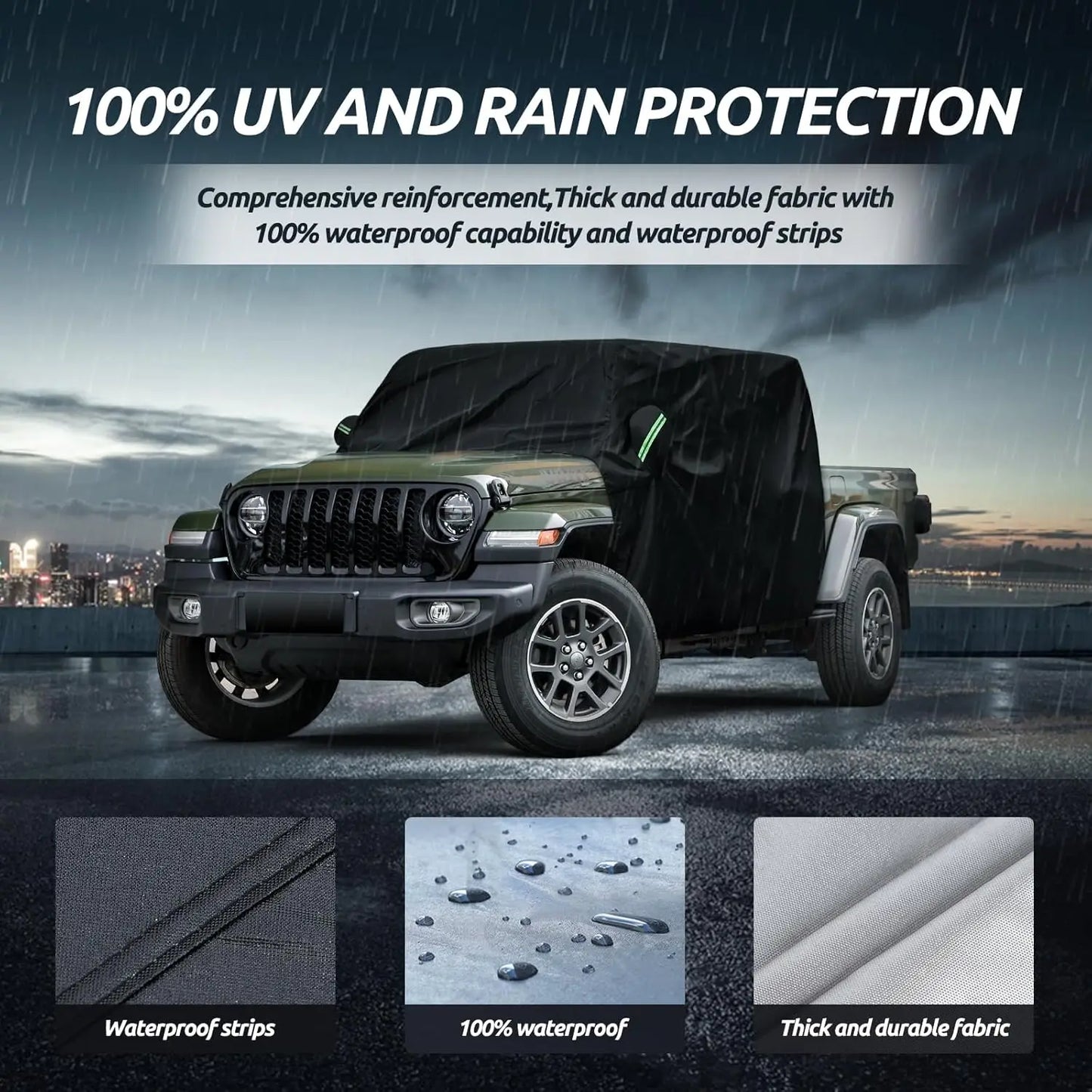 Jeep Gladiator Cab Cover All Weather Waterproof With Zipper Straps
