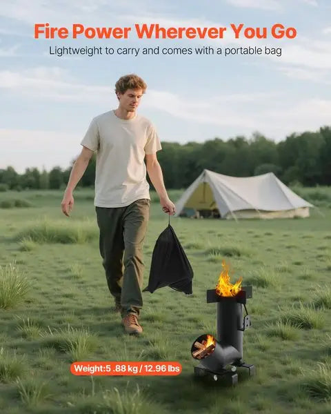 Camping Rocket Stove Portable Wood Burning Stove With Carry Bag