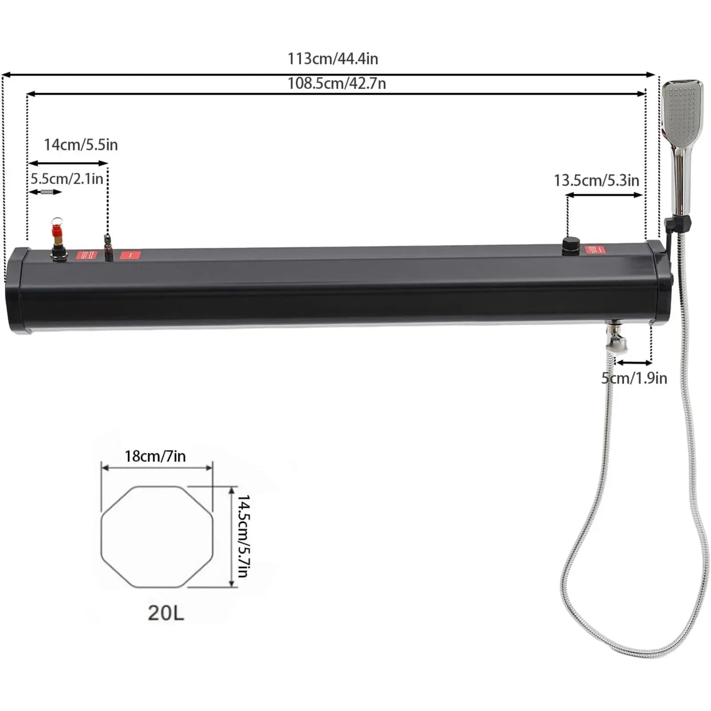 Roof Rack Mount Camping Shower With Pressurized Water Tank