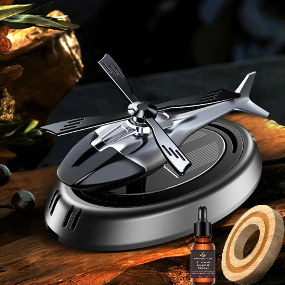 Ticify Solar Powered Rotating Helicopter Car Aromatherapy Diffuser
