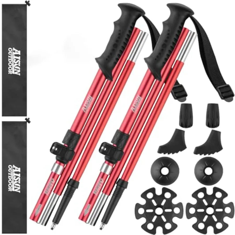 Lightweight Adjustable Trekking Poles Aluminum Collapsible For Women