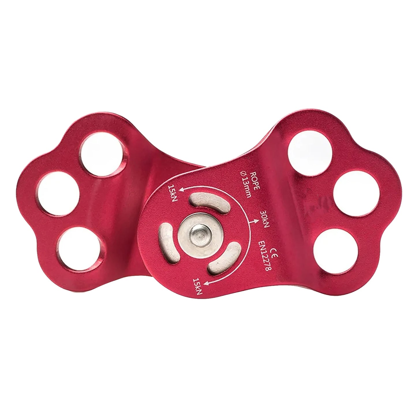 30KN Rock Climbing Three Hole Pulley Bearing 7075 Aluminum Attachment Hitch