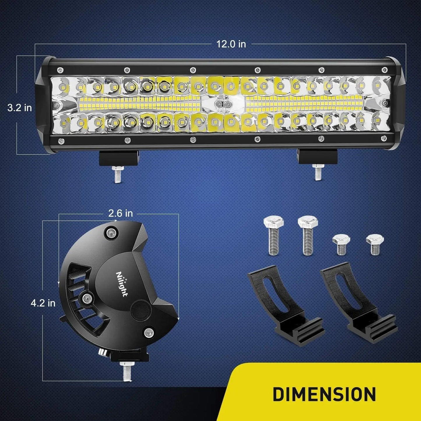Nilight Triple Row Led Flood Light Bar 300W Offroad Ready