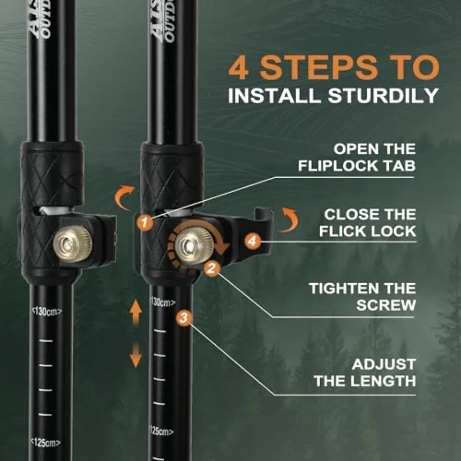 Lightweight Adjustable Trekking Poles Aluminum Collapsible For Women