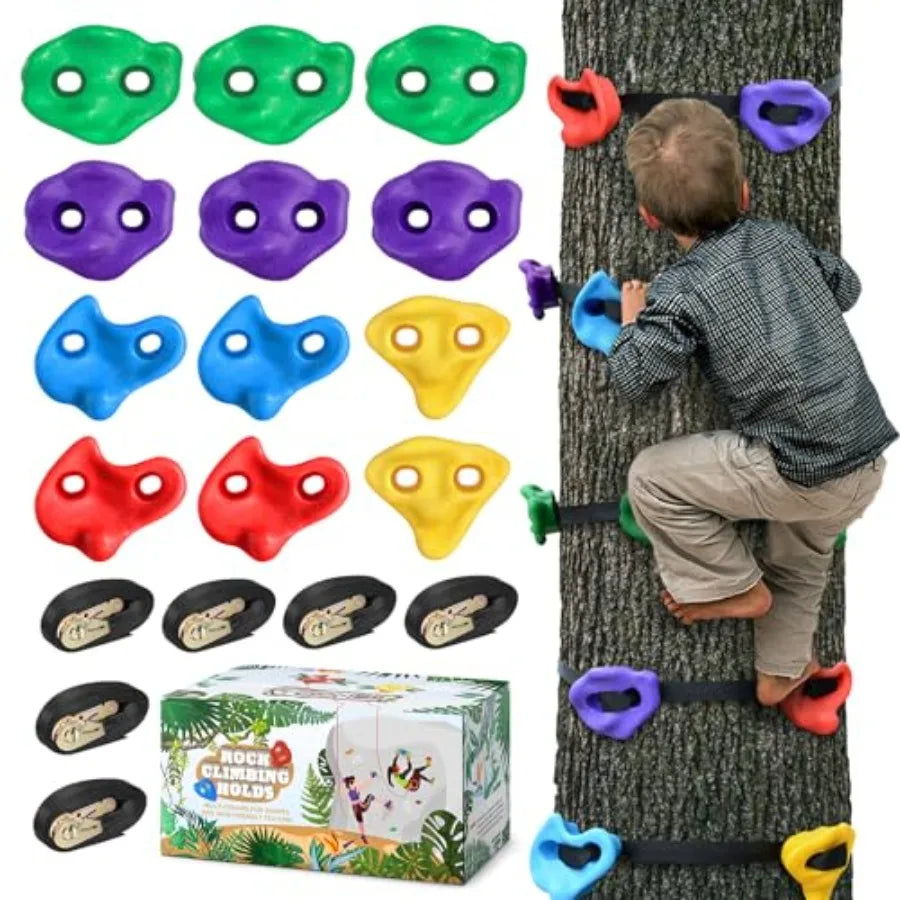 Ninja Tree Climbing Holds With Ratchet Straps For Obstacle Course
