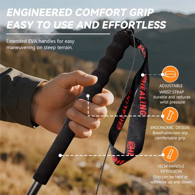 OKHEALING CN Carbon Fiber Foldable Trekking Poles 110g Ultra Light