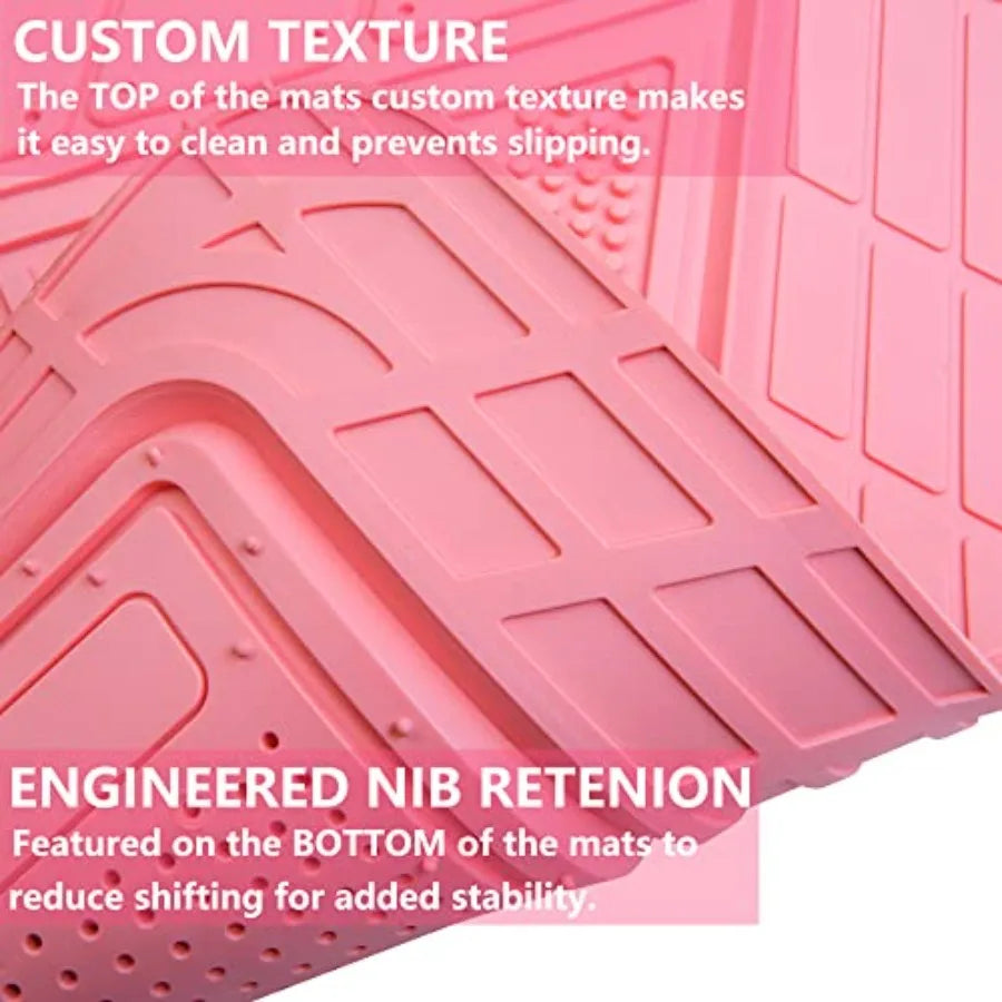 Heavy Duty Rubber Floor Mats 4Piece Trim to Fit Vehicles