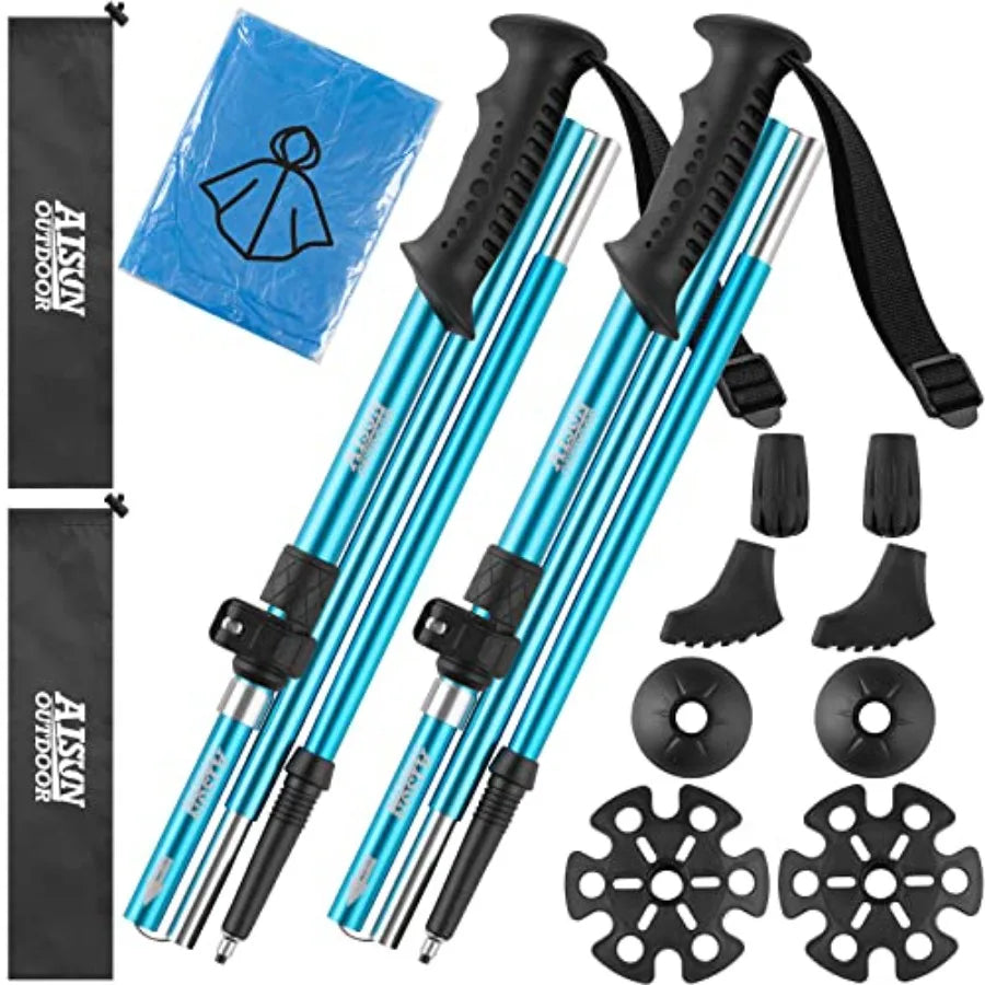 Lightweight Adjustable Trekking Poles Aluminum Collapsible For Women