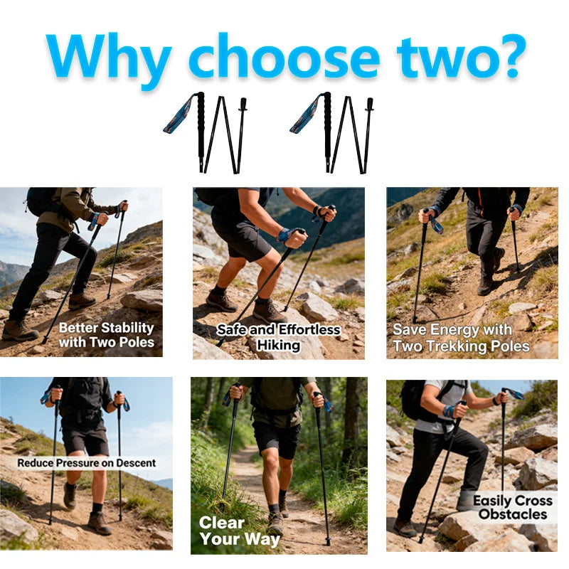 Okhealing Ultra Light Carbon Trekking Poles Folding Hiking Sticks