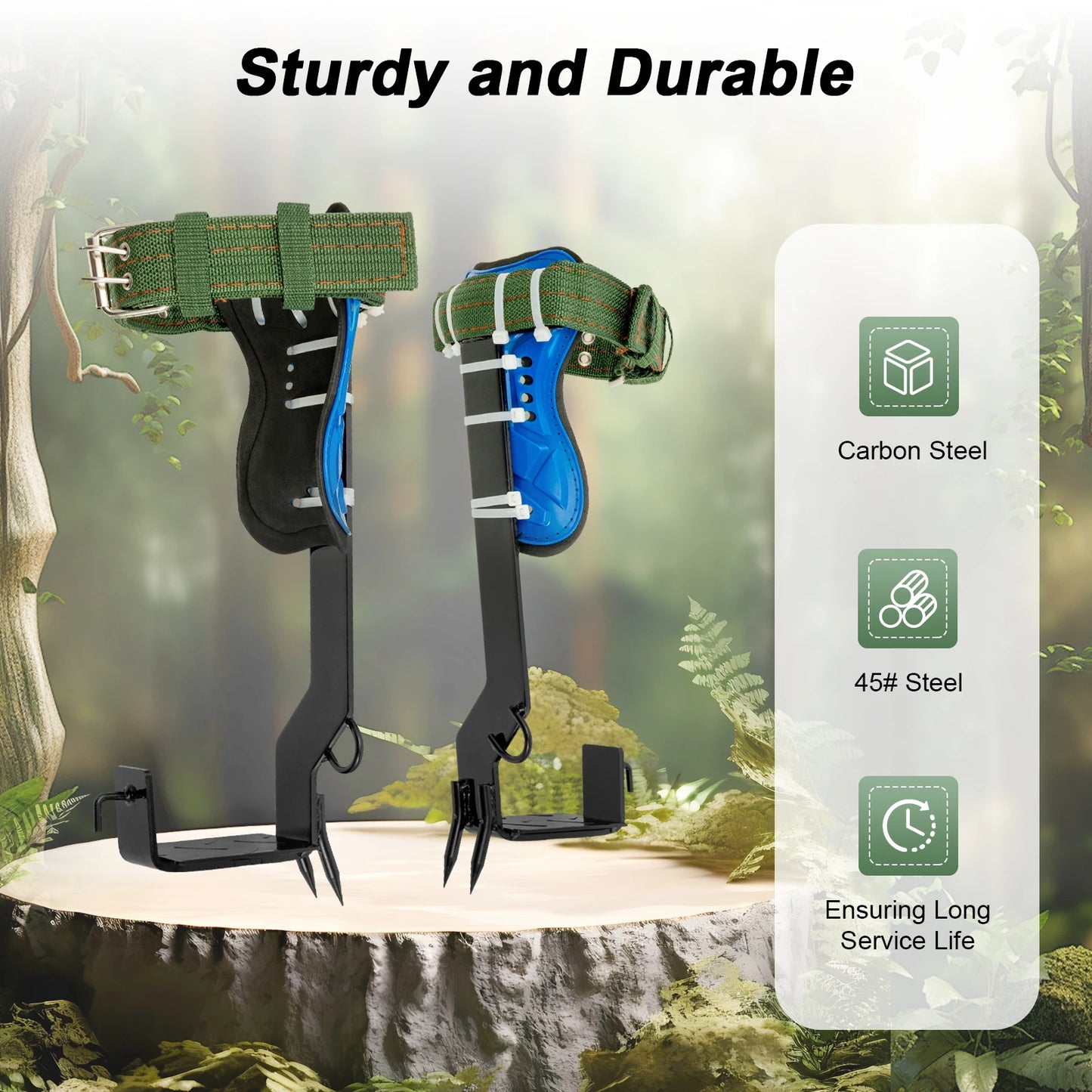 Tree Climbing Spikes Kit With Safety Harness 220lb Load Capacity Arborist