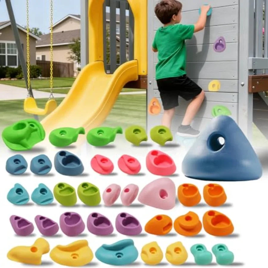 Rock Climbing Holds Set 32 Pieces For Indoor Outdoor Walls