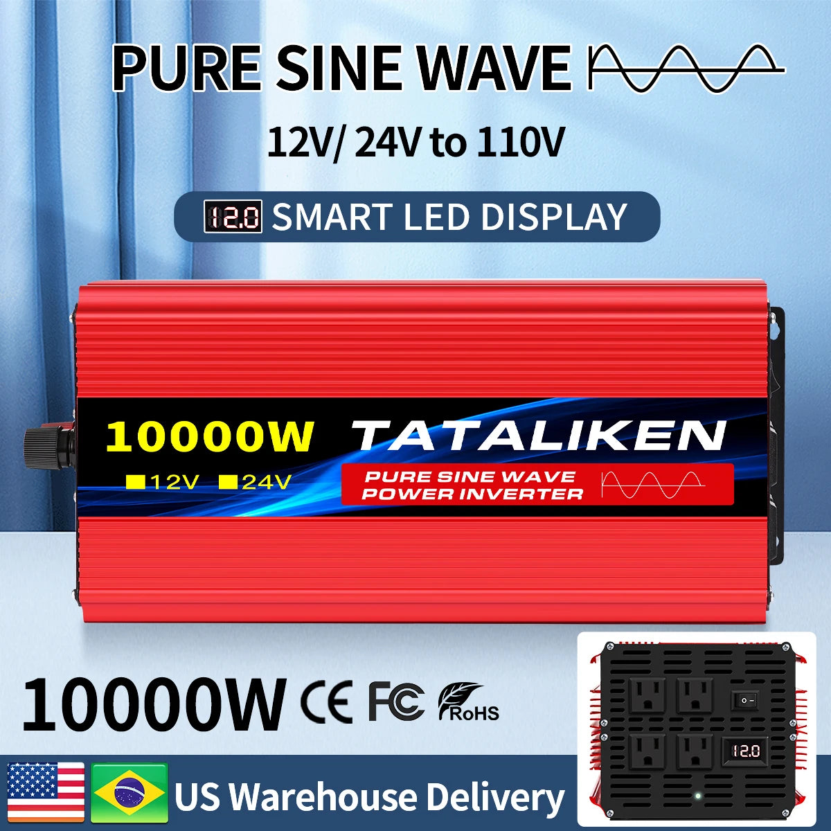 TATALIKEN Pure Sine Wave Inverter 12V-24V To 110V