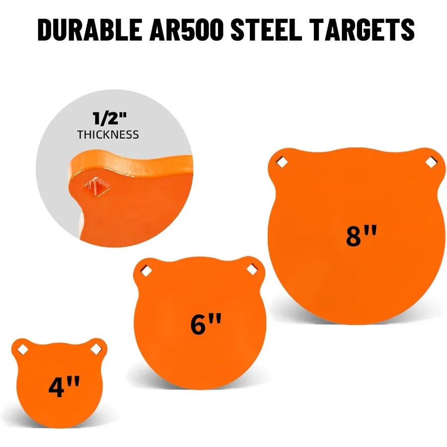 AR500 Steel Shooting Targets Combo Metal Gong Silhouette for Range
