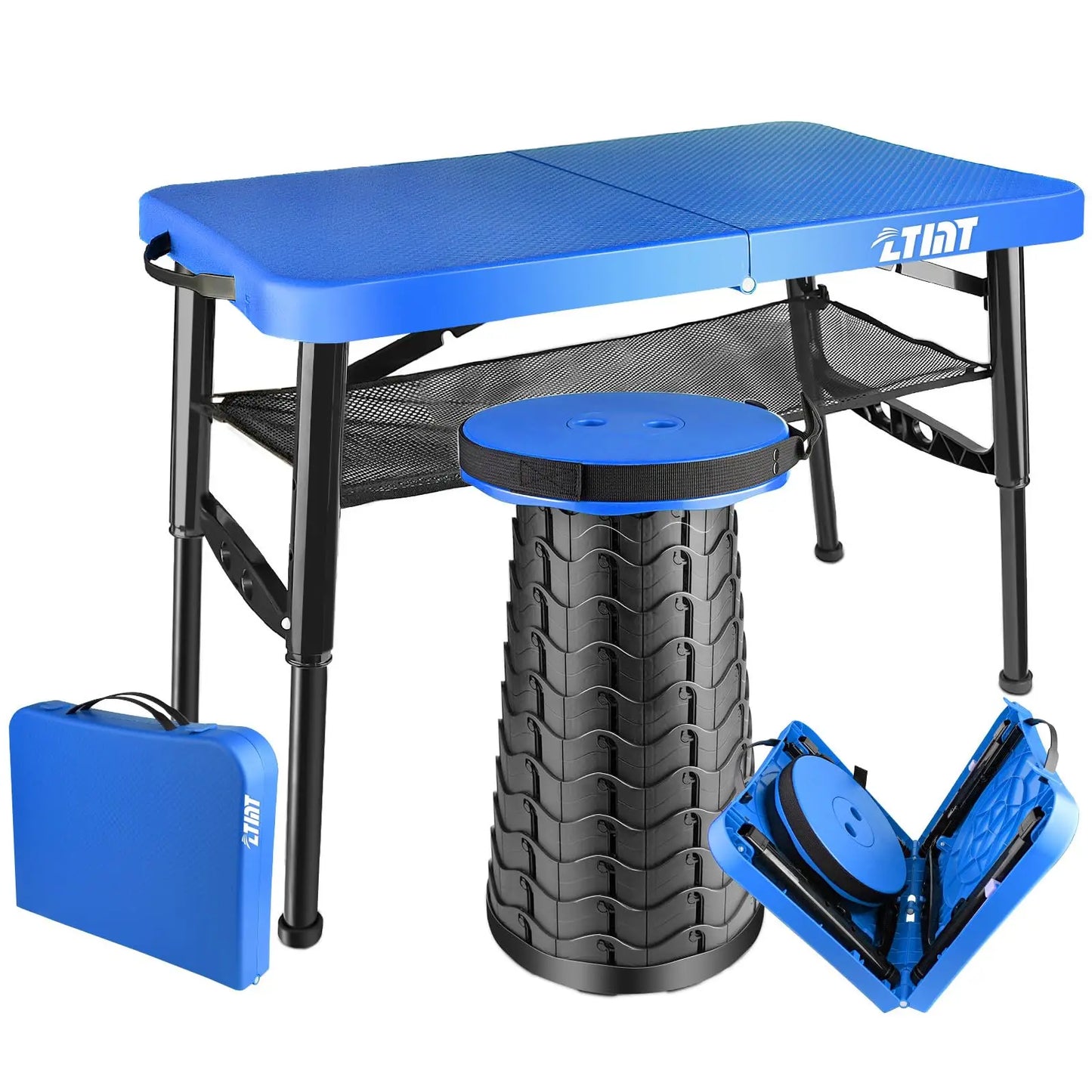 XIUWO Folding Table And Stool Set Portable Outdoor Adjustable Camping Table