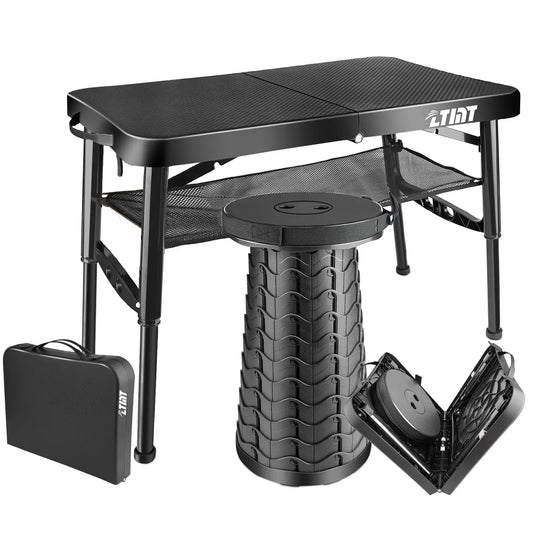 XIUWO Folding Table And Stool Set Portable Outdoor Adjustable Camping Table