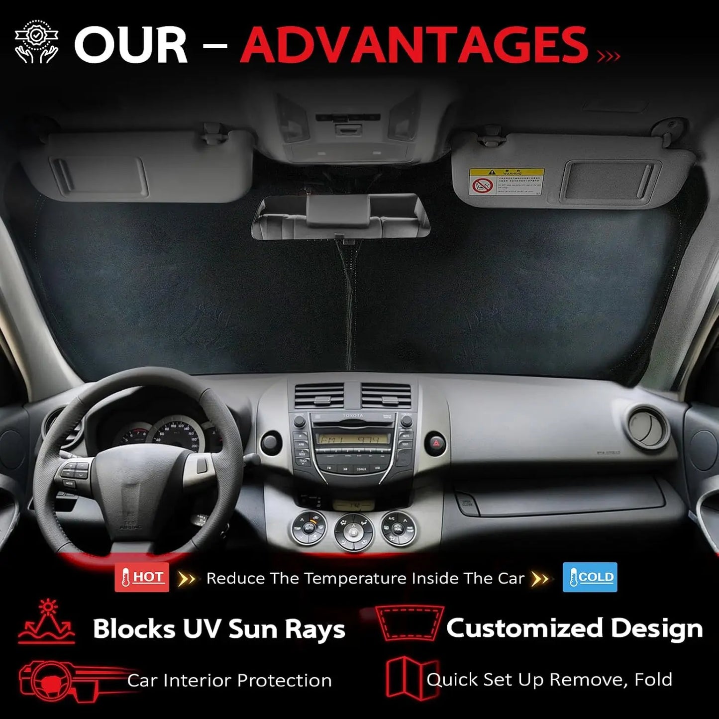 Toyota Sienna Foldable Front Window Sunshade Custom Fit