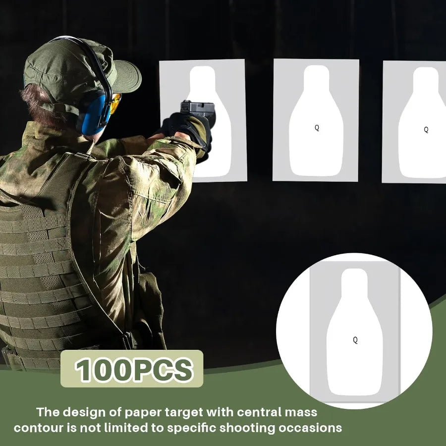 Large Paper Rifle Targets With Center Mass Silhouette For Training