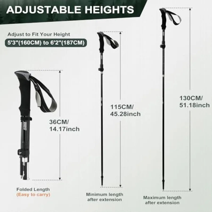 Lightweight Adjustable Trekking Poles Aluminum Collapsible For Women