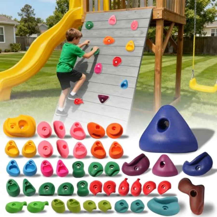 Rock Climbing Holds Set 32 Pieces For Indoor Outdoor Walls