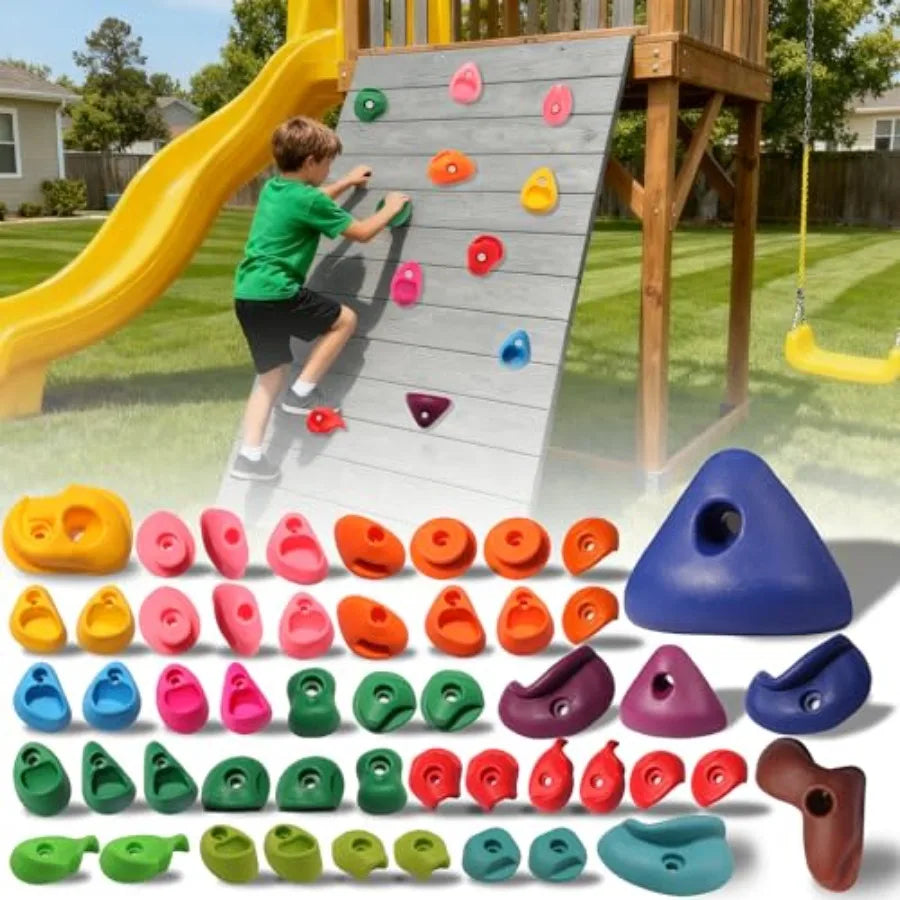 Rock Climbing Holds Set 32 Pieces For Indoor Outdoor Walls