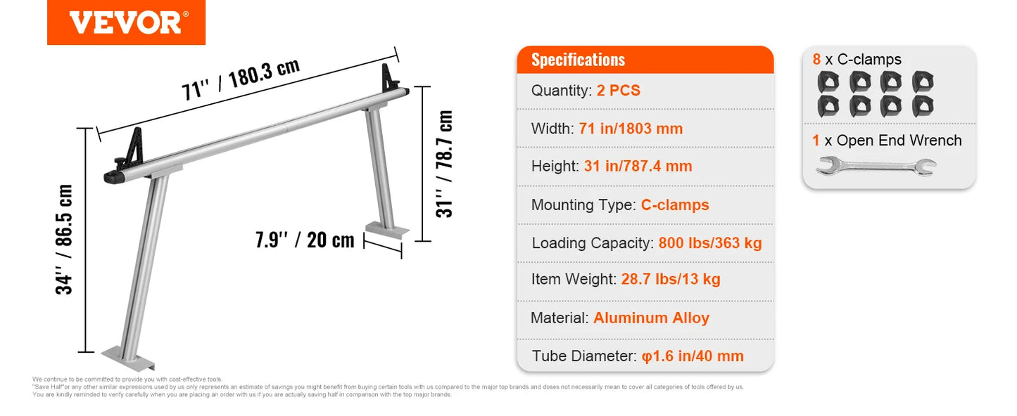 SucceBuy Aluminum Truck Rack 800 Lb Capacity For Trucks