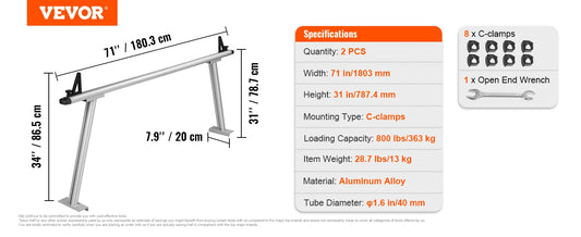 SucceBuy Aluminum Truck Rack 800 Lb Capacity For Trucks