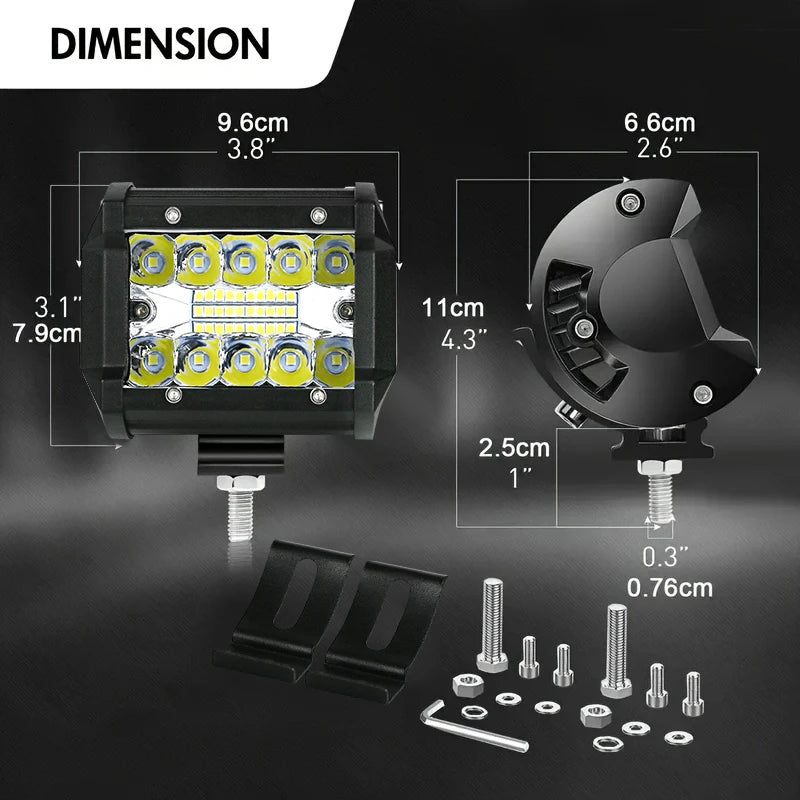60W LED Light Bar With Tow Hitch Mount Brackets Offroad