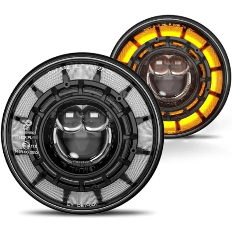 Jeep Wrangler LED Headlights With DRL Turn Signals Halo Ring