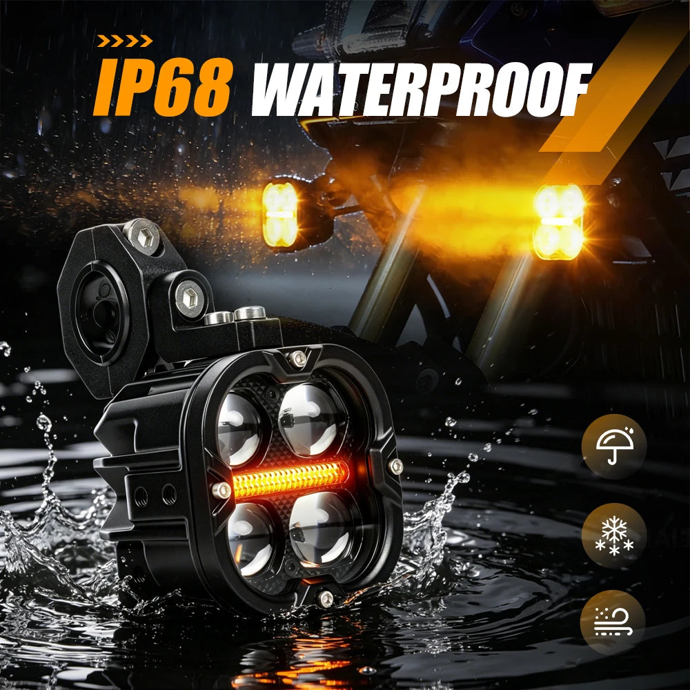 BraveWAY LED Projector Spotlight Fog Light For Adventure Motorcycles