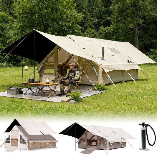 SENLEETO Inflatable Camping Tent with Canopy and AC Vent