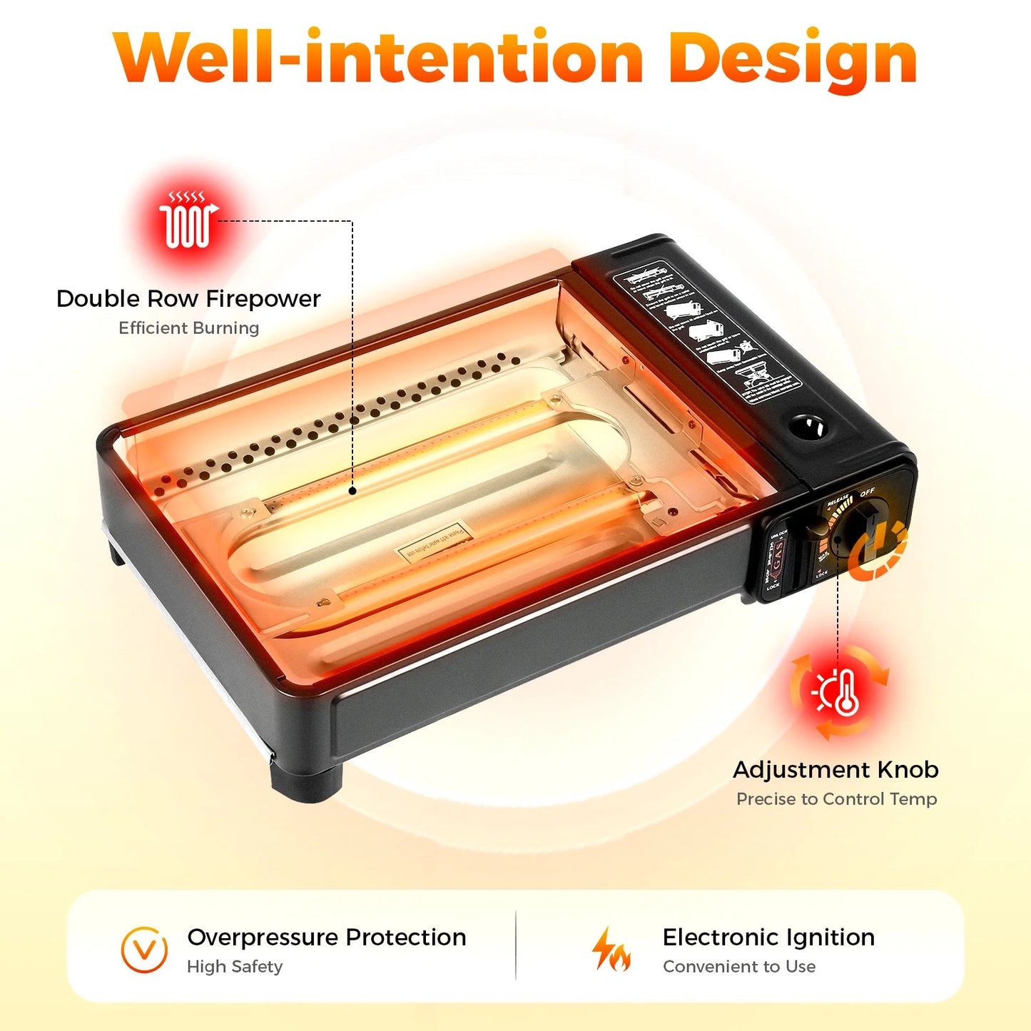 Portable Camping Butane Gas Stove With Ignition For Outdoor Cooking