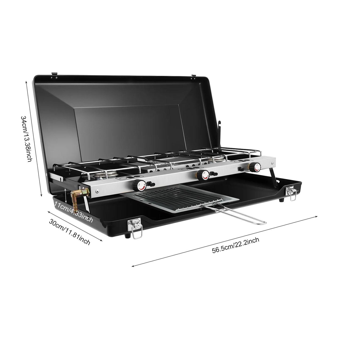 Portable 3 Burner Camping Stove Propane Butane Outdoor Gas Grill
