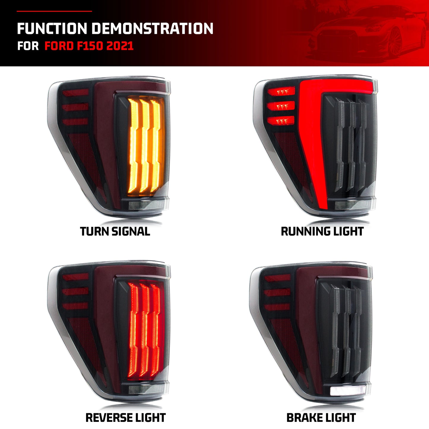 XUNDER LED Tail Lights For Ford F150 Start Up Animation