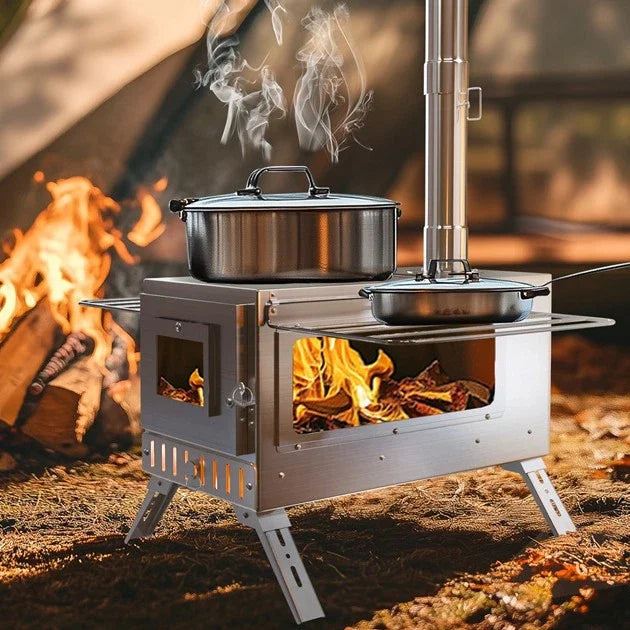 Hot Tent Stove Portable Wood Burning Stove With Stainless Pipes