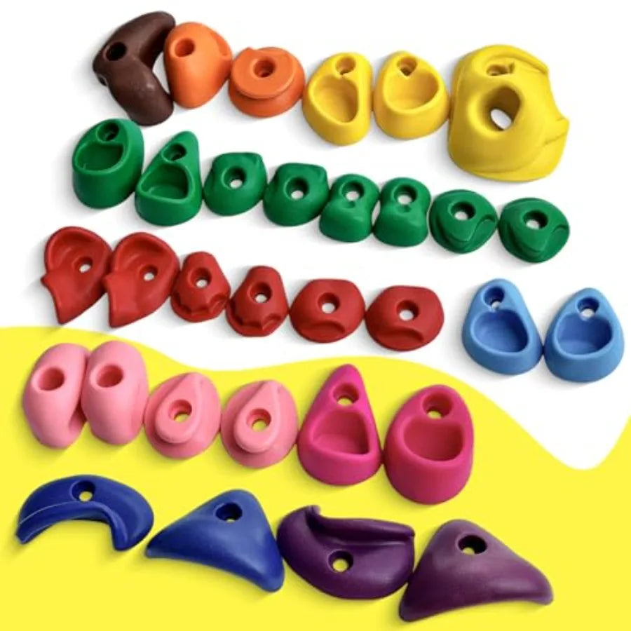 Rock Climbing Holds Set 32 Pieces For Indoor Outdoor Walls