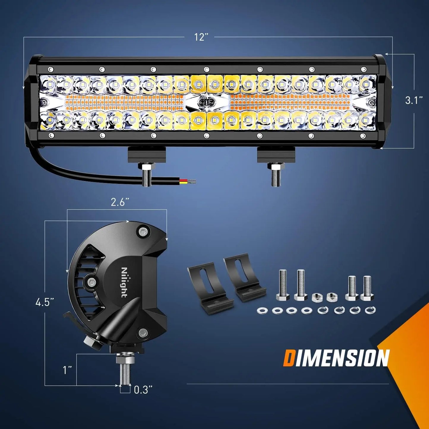 Nilight 300W LED Light Bar For Off Road With Memory
