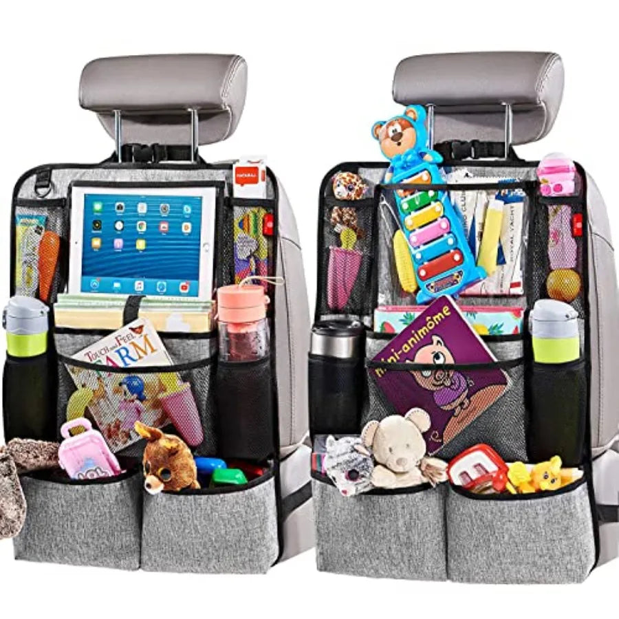 Backseat Car Organizer Kick Mats With Touch Screen Tablet Holder