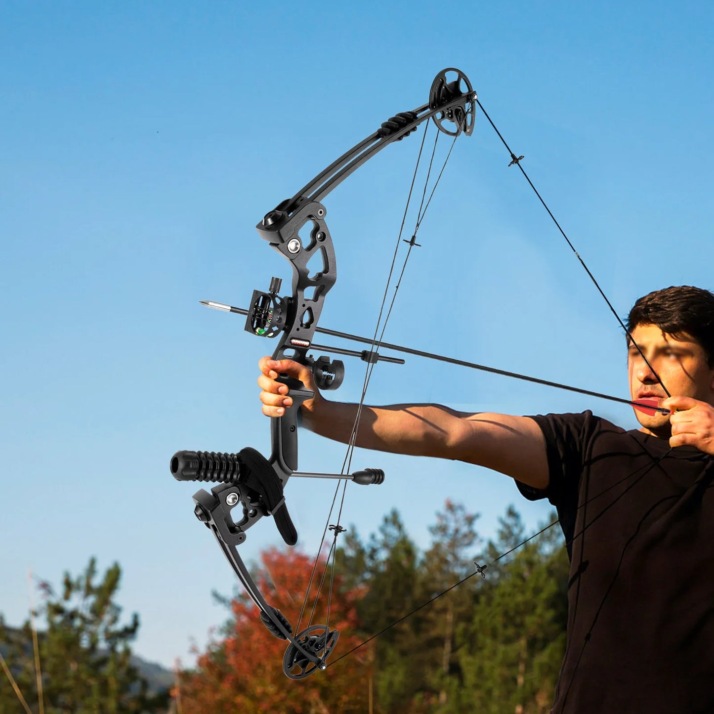 NONEDraw Right Handed Compound Bow Kit with 12 Arrows 30-55lbs