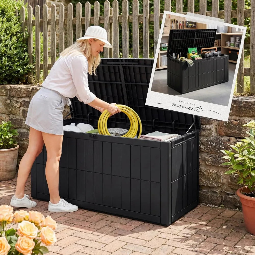Lockable Waterproof Resin Outdoor Storage Box for Patio and Tools