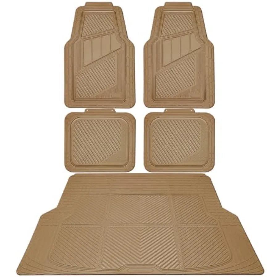 Heavy Duty Rubber Floor Mats 4Piece Trim to Fit Vehicles