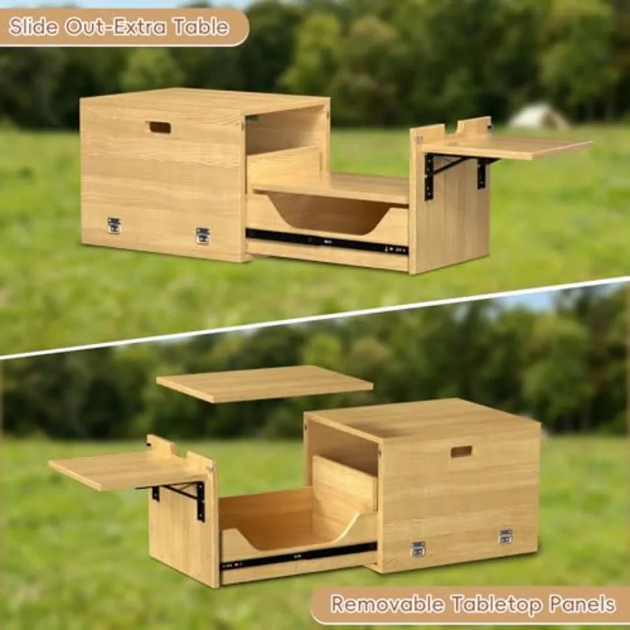Slide Out Kitchen System Folding Camping Table With Drawer SUV Camp Kitchen