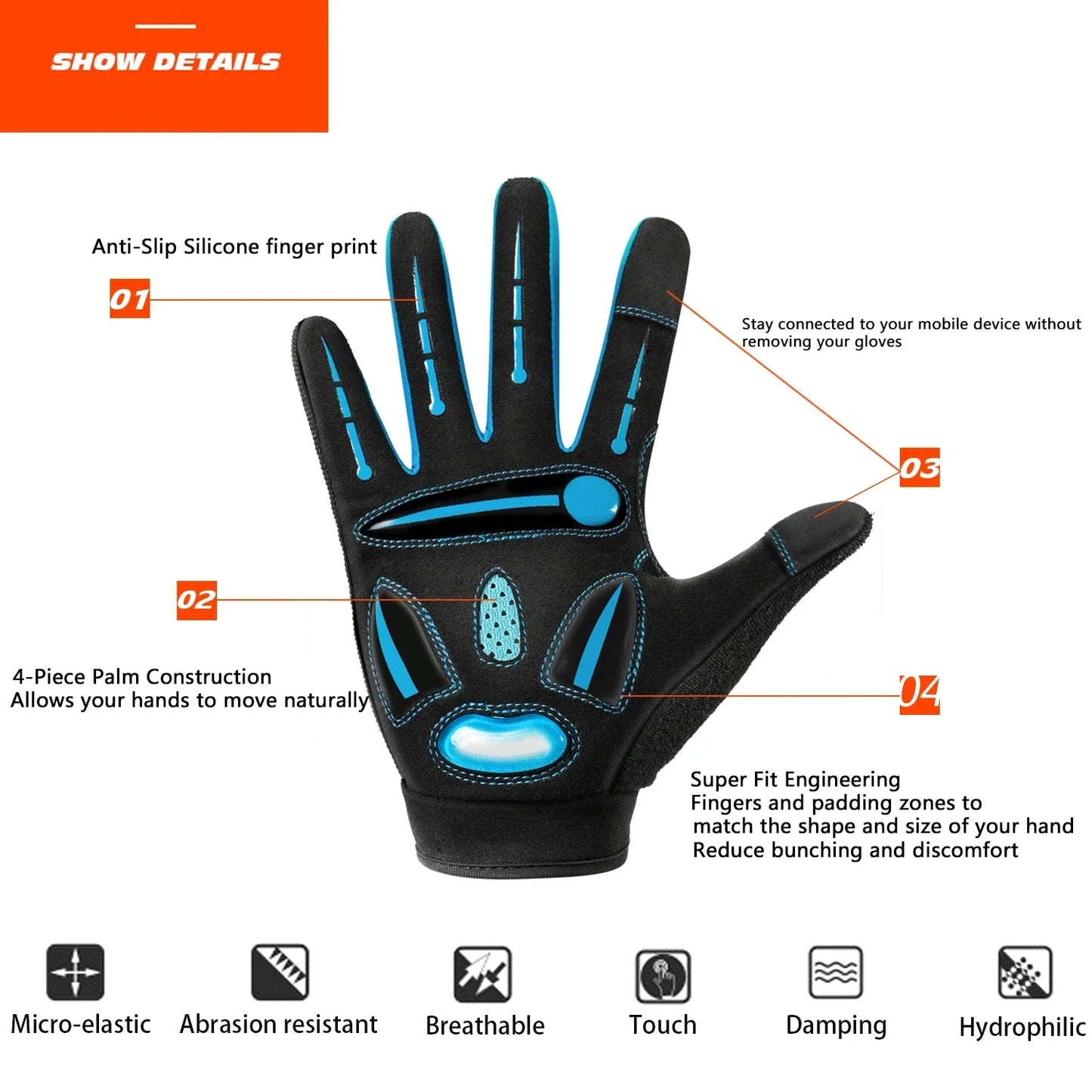 Racing Motocross Cycling Gloves Breathable Non Slip Touch Screen MTB Road Bike
