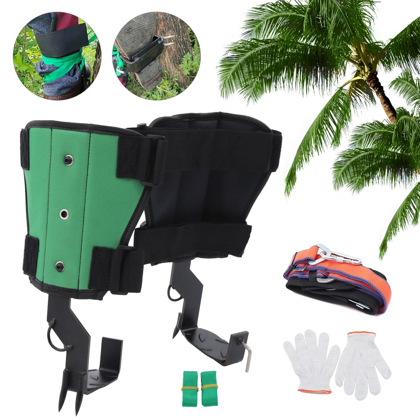 Tree Climbing Nails and Spikes With Foot Straps Safety Belt
