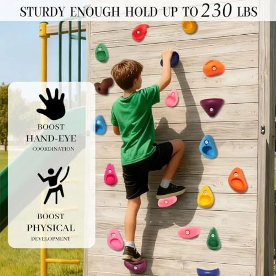 Rock Climbing Holds Set 32 Pieces For Indoor Outdoor Walls