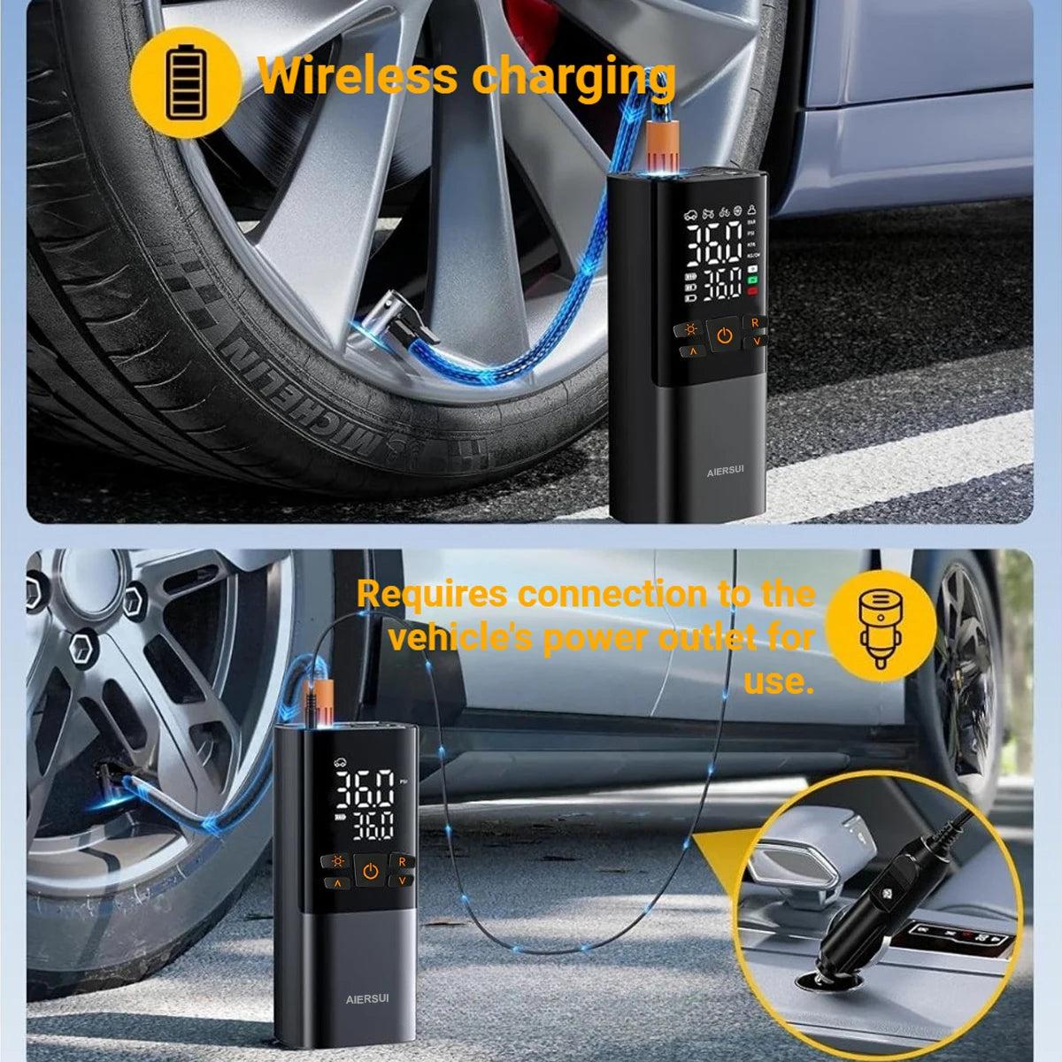 AIERSUI Car Tire Air Pump Electric Air Compressor For Vehicles